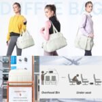 Puffer Gym Bag for Women, Travel Duffle Bag for Airplanes with Wet Pocket, Small Weekender Bags for Women, Carry on Workout Overnight Duffel Bag for Hospital, Sport, Yoga, White - Image 5