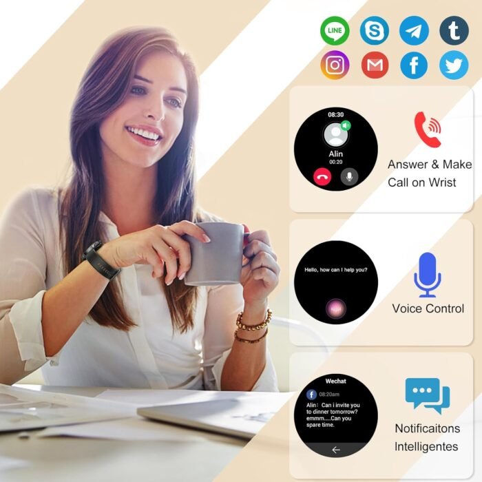 Smart Watch, 40mm AMOLED Touchscreen Smartwatch for Men Women (Answer/Make Call), Fitness Tracker with 110+ Sport Modes, IP68 Waterproof/Spo2/Pedometer/Sleep Monitor, Activity Tracker for Android iOS - Image 4