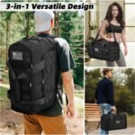ZOMFELT Tactical Gym Bag for Men, 3-in-1 Travel Duffle Bag with Removable Dividers & Innovative Shoe Compartment, Waterproof MOLLE Travel Backpack, Airplane Carry-On Approved Workout, Outdoor, Black - Image 7