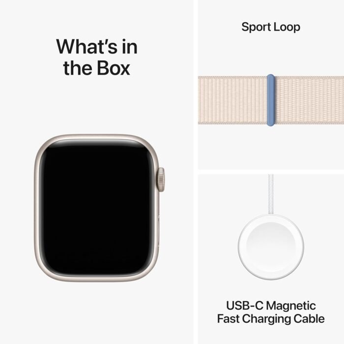Apple Watch Series 9 [GPS 45mm] Smartwatch with Starlight Aluminum Case with Starlight Sport Loop One Size. Fitness Tracker, ECG Apps, Always-On Retina Display, Carbon Neutral - Image 7