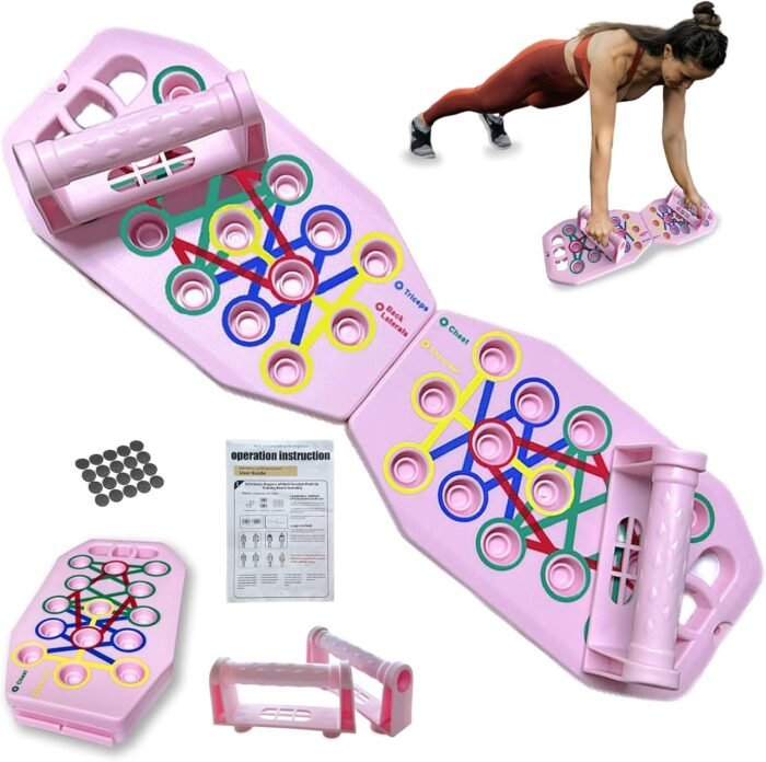 Push Up Board for Women, 28 in 1 Push up Board Pink Workout Equipment Multi-Functional Pushup Stands System Fitness Floor Chest Muscle Exercise - Image 2