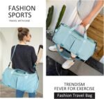 ZGWJ Sports Gym Bag with Wet Pocket & Shoes Compartment, Waterproof Shoulder Weekender Bag for Women and Men Swim Sports Travel Gym Bag Lightweight and easy Carry on Light Blue - Image 9