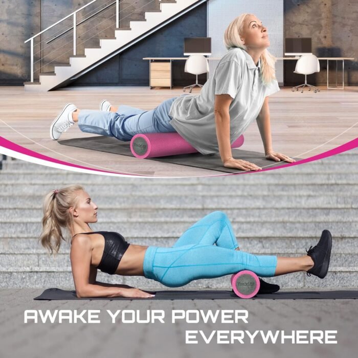 Yes4All Medium Firm PE Foam Roller 12, 18, 24, 36 inch - Premium Two-Layer PE for Back Pain Relief, Deep Tissue, Legs Massage, Physical Therapy, Muscle Recovery and Exercises - Image 8