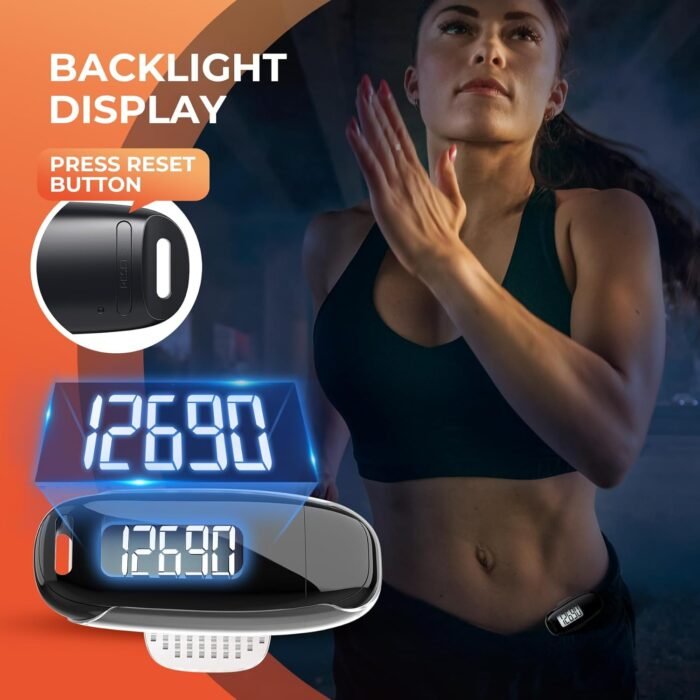 3D Pedometer for Walking, Simple Walking Step Counter with Removable Clip and Strap, USB Rechargeable Step Tracker with Backlight, Accurate Step Counter for Men Women Kids Seniors - Image 6
