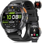 Military Smart Watches for Men(Answer/Make Calls) with LED Flashlight,530mAh Large Battery,1.43’’ AMOLED Fitness Tracker Heart Rate/SpO2/Sleep Monitor 5ATM Smartwatch for Android iOS,Silicone - Image 2