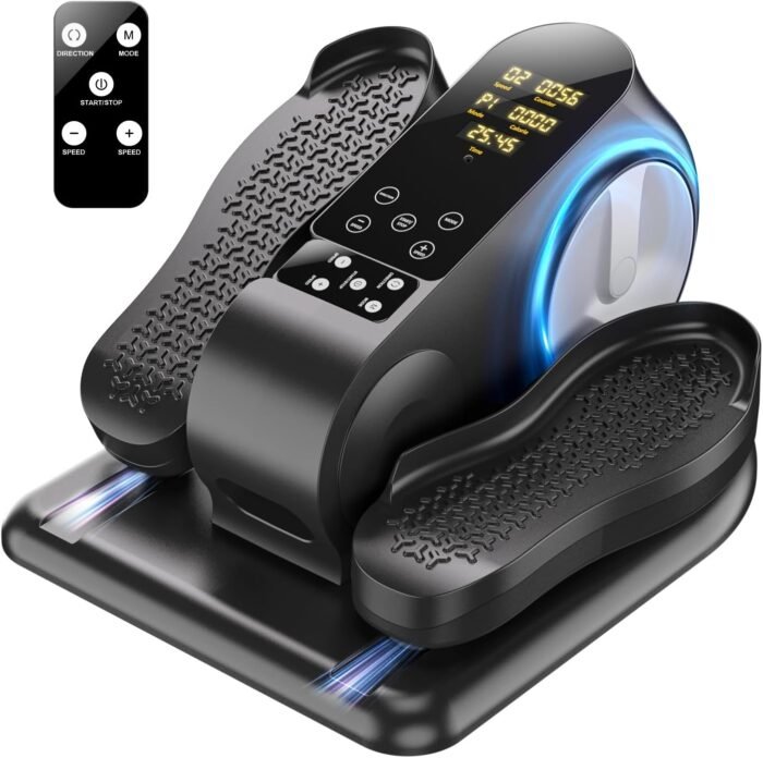 Under Desk Elliptical Machine - Upgraded Model， Ellipse Leg Exerciser for Seniors Fully Assembled, Quiet & Portable，Electric Seated Pedal Exerciser with Remote Control & 12 Adjustable Speeds - Image 2