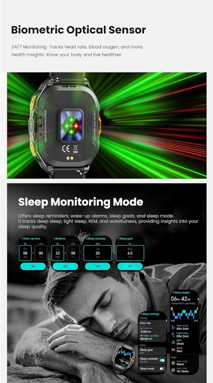 2025 GPS Sports Smart Watch for Men & Women, 1.96" AMOLED Display Fitness Tracker with Heart Rate, Blood Oxygen, Sleep Monitor, 100+ Sports Modes, Waterproof 5ATM, Compatible with Android & iOS (Gray) - Image 9
