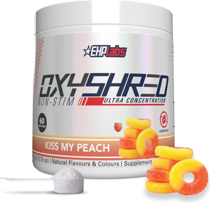 EHP Labs OxyShred Non Stimulant Pre Workout Powder - Stim Free Pre Workout, Caffeine Free Preworkout for Men & Women with L Glutamine & Acetyl L Carnitine - Peach, 60 Servings - Image 2