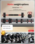 Adjustable Dumbbells,20/30/40/60/80lbs Free Weight Set with Connector, 4 in1 Dumbbells Set Used as Barbell/Kettlebells/Push up Stand, Fitness Workout Equipment for Home Gym for Youth,Women/Men - Image 5