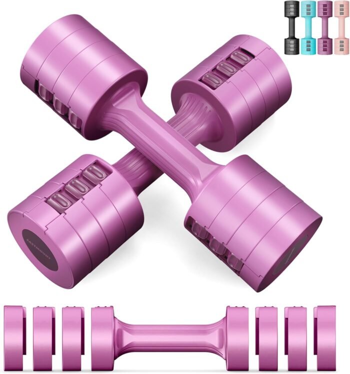 EAST MOUNT Adjustable Dumbbells 5 lb Dumbbells Set of 2 / Pair 10 lb Total Free Weights 6 in 1 Women Hand Weights for Home,Office,Gym Exercise Training 2lb 3lb 4lb 5lb Fast Adjust - Image 2