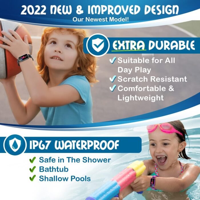Inspiratek Kids Fitness Tracker for Age 5-16，2022 Upgraded Tracker Kids Watch，Waterproof Watch for Kids with Pedometer，Sleep Monitor & Calorie Counter，Fitness Watch for Kids Girls Boys Teen (Blue) - Image 7