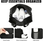 Small Gym Bag for Women & Men - 14 inch Mini Duffle Bag Weekender & Overnight with Shoe Compartment Travel, Sports, Workout, for Black - Image 5
