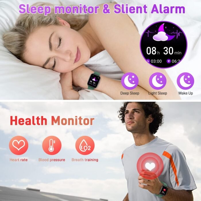 Smart Watch for Men Women Fitness: (Make/Answer Call) Bluetooth Smartwatch for Android Phone iPhone Waterproof Run Sport Digital Watches Blood Pressure Heart Rate Monitor Step Counter Sleep Tracker - Image 4