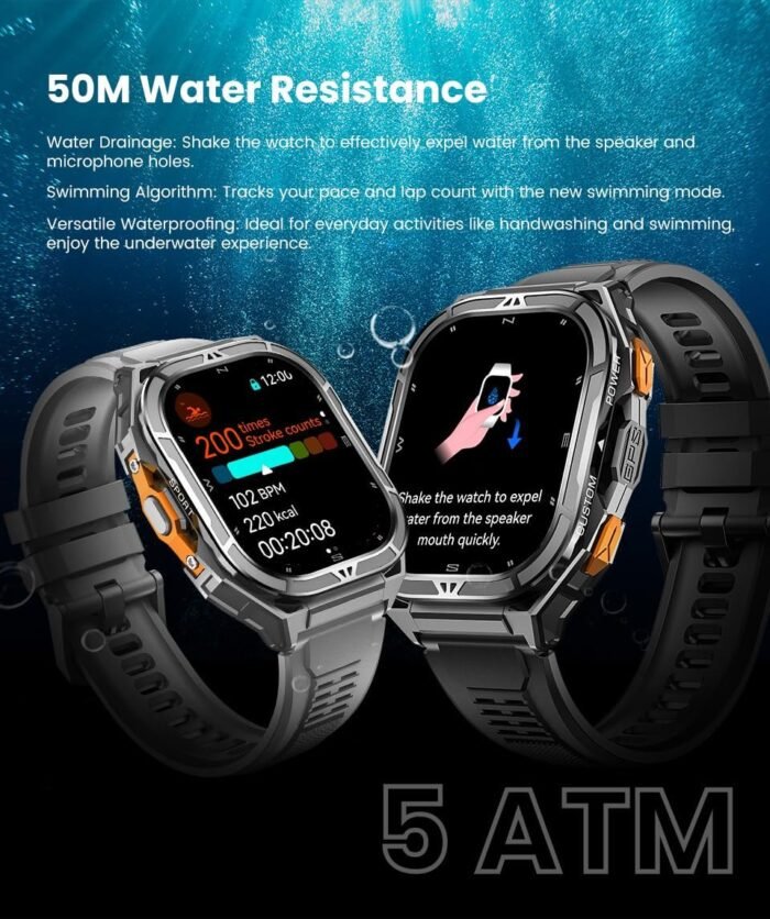 2025 GPS Sports Smart Watch for Men & Women, 1.96" AMOLED Display Fitness Tracker with Heart Rate, Blood Oxygen, Sleep Monitor, 100+ Sports Modes, Waterproof 5ATM, Compatible with Android & iOS (Gray) - Image 8