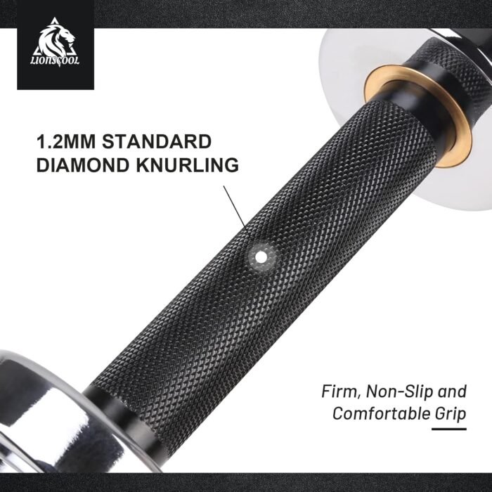 LIONSCOOL 16"/20” Loadable Dumbbells Pairs in Commercial Grade, Heavy Duty Olympic Dumbbell Bar/Handle for Strength Training, Compatible with 2’’ Standard Plates - Image 6