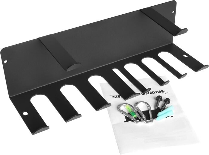 Resistance Bands Rack Wall Mount Home Gym Equipment Storage Rack for Resistance Bands, Jump Ropes, Yoga Mat, Foam Roller, Chains, 16.5", Black - Image 4