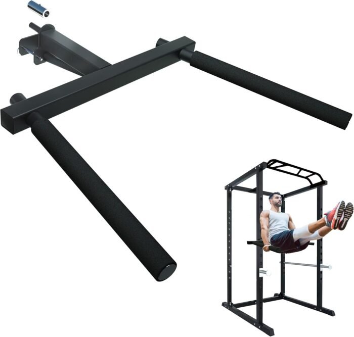 Upgraded-Dip Bar Attachment for 2"x2" Squat Rack, Heavy Duty Power Rack Attachment with 5/8" or 1" Hole, Weight Rack Accessories for Strength Training, Chest, Triceps & Shoulder Workouts, Support 800 LBS - Image 2