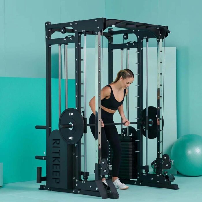 RitKeep PMAX 5600 Home Gym SmithΔ Machine, 6-in-1 Strength Training System with 326lb Dual Weight Stacks, Multi-Accessories Including Chin-up, Dip Bar, Low Row and Landmine. - Image 9