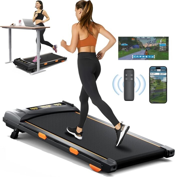 Walking Pad Treadmill With Incline, Under Desk for Home Office, Portable 2.5HP, 300 lbs Capacity, APP/Remote Control, LED Displays, Manual Incline(M) - Image 2
