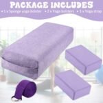 4 Pcs Yoga Bolster Pillows Blocks with Strap Set Comfortable Meditation Pillow for Restorative Non Slip Reusable Yoga Blocks for Balance, Pilates - Image 4