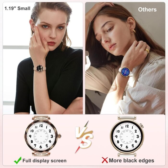 Smart Watches for Women Answer/Make Call, 1.19" AMOLED Smartwatch with Bluetooth for Android iOS Phones, IP68 Waterproof Fitness Tracker with Heart Rate SpO2 Sleep Monitor, Rose Gold - Image 7
