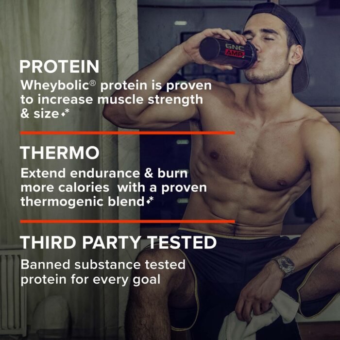 GNC AMP Wheybolic Ripped Protein Powder & Thermogenic Protein Supplement, Muscle Strength & Size, Energy & Endurance, 40g Protein, 6.2g Leucine, 15g EAA, Caffeine, Classic Vanilla, 22 Servings - Image 7
