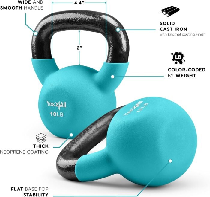 Yes4All Kettlebells 5lbs-65lbs & Kettlebell Sets Adjustable Weights, Kettlebell for Weight Training, Home Workout Equipment with Secure Grip for High Rep, Exercise Equipment - Image 5