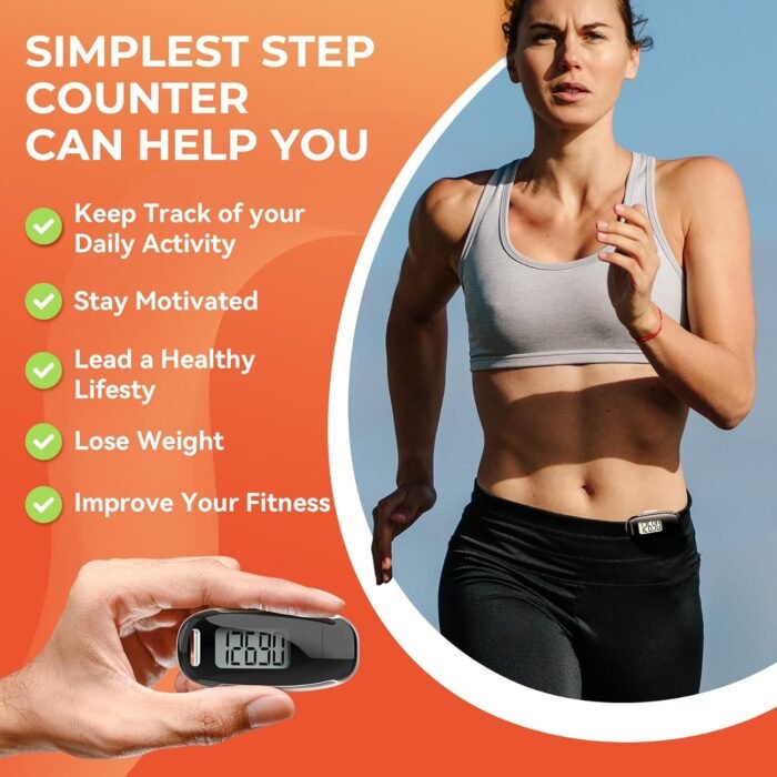 3D Pedometer for Walking, Simple Walking Step Counter with Removable Clip and Strap, USB Rechargeable Step Tracker with Backlight, Accurate Step Counter for Men Women Kids Seniors - Image 5