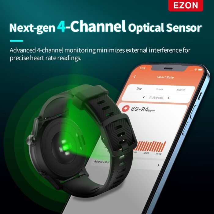 EZON R7 GPS Running Watch,Dual-Band GNSS,Optical Heart Rate Monitor,Over 28 Workout Modes,Training & Fitness Assessment,Lightweight Sports Watch for Triathlon,Marathon,Trail Run (Upgraded) - Image 3
