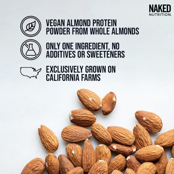 NAKED Almond Protein Powder from US Farms, Only 1 Ingredient, Vegan, Gluten-Free, No Additives, No Salt, No Sugar - 38 Servings - 1.5LB - Image 3