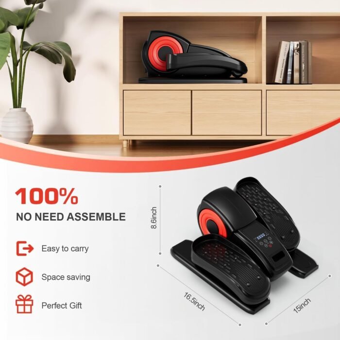 Under Desk Elliptical - Quiet Portable Mini Exercise Seated Pedal Exerciser Electric Leg Exerciser for Home Office Fitness with Adjustable Speed & LCD Display - Image 8