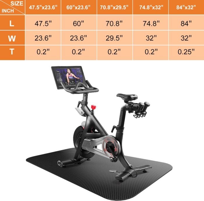 Treadmill Mat,Bike Mat,Stationary Bike Mat,Foldable Treadmill Mat for Hardwood Floors and Carpet.for Exercise Bike,Exercise Equipment Indoor Cycles,Rowing Elliptical (23.6" X 47.5") - Image 3
