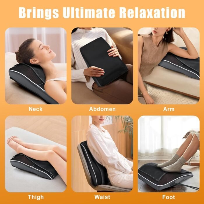 Shiatsu Neck and Back Massager with Heat,Neck Massager for Pain Relief deep Tissue,3D Kneading Massage Pillow for Back,Shoulder,Leg,Gifts for Mom,Dad,Women (Black) - Image 9