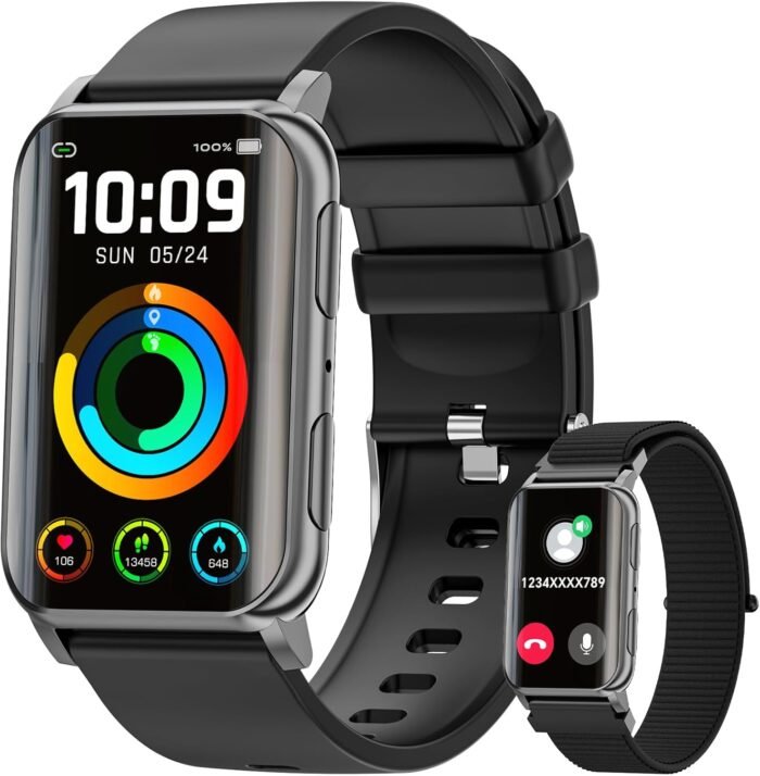 Smart Watch for Men Women (Answer/Make Calls), 1.57" Curved Screen Fitness Tracker IP68 Waterproof with 24/7 Heart Rate/Sleep Monitor, Two Straps Activity Trackers for Android and iPhone - Image 2