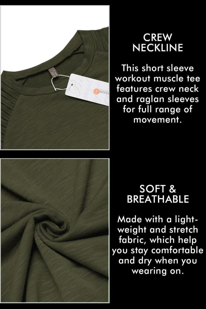 COOFANDY Men's Muscle T-Shirt Pleated Raglan Sleeve Bodybuilding Gym Tee Short Sleeve Fashion Workout Shirts Hipster Shirt - Image 7
