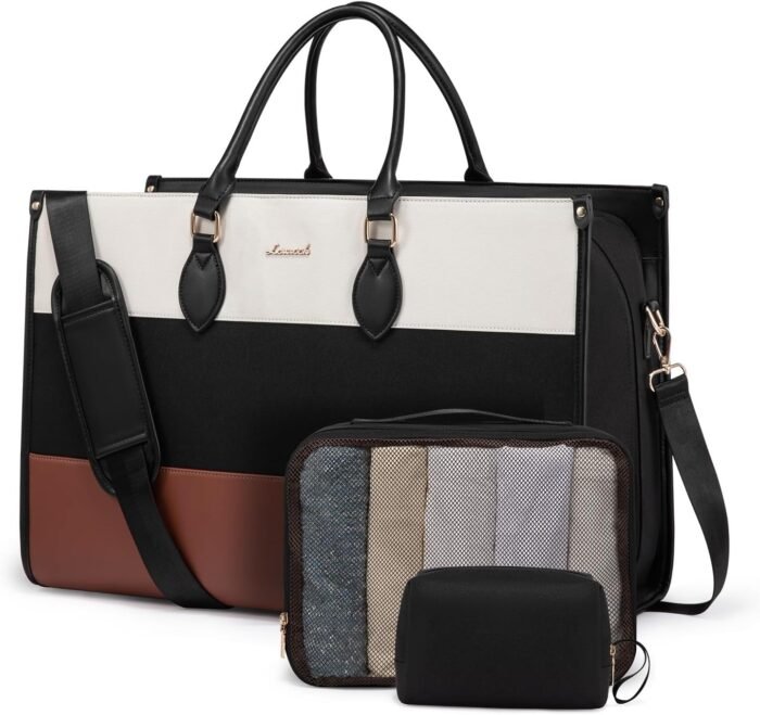 LOVEVOOK Weekender Bags for Women, Large Travel Tote Bags Capacity Dual Material All-In-One Travel Duffle Carry On Bag with Laptop Compartment, Wet/Dry Separation for Overnight/Gym 1 Shoe Organizer - Image 2
