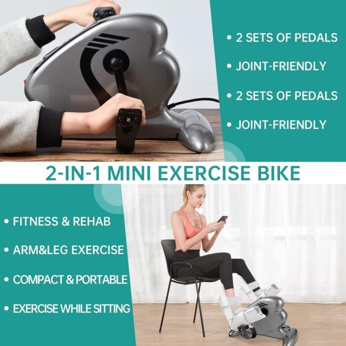 Motorized Pedal Exerciser, Electric Pedal Exerciser for Arm and Leg Low Impact Exercise Rehabilitation, No Resistance, Suitable for Seated Leg Exercise and Arm Exercise for Elderly People - Image 6