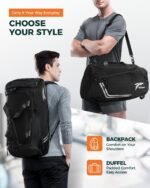 Tolaccea Gym Bags for Men Women, 45L Large Travel Duffel Bags with Shoe Compartment & Wet Pocket, Weekender Overnight Carry On Backpack Duffle Bag for Traveling Sports Workout (Black) - Image 7