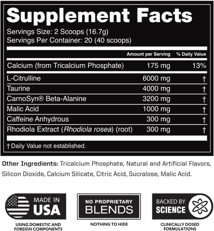 Outwork Nutrition Pre Workout Powder for Men & Women - Pre-Workout Supplements Without Creatine, Nootropic Preworkout with Citrulline Malate Beta Alanine Taurine Rhodiola Caffeine (Blue Raspberry) - Image 7