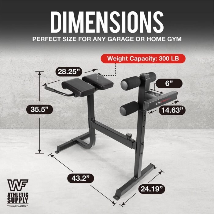 CAPHAUS Adjustable Hyperextension 90 Degree Strength Roman Chair with Handle, Ab Bench Multi-Functional Weight Bench, Muscle Strength Training Fitness Back Machines for Full Body Workout - Image 3