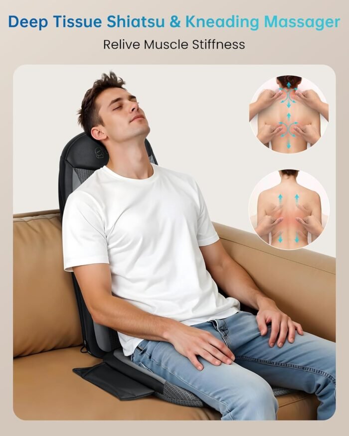 COMFIER Shiatsu Back Massager with Heat,Massage Chair Pad for Back Relief deep,Heated seat Cushion,Chair Massager for Neck,Hip with Kneading & Vibration,Home Office,Gifts for Women Men,Dad,Mom - Image 3