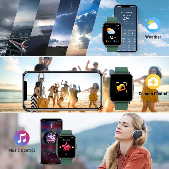 Smart Watch for Men Women Fitness: (Make/Answer Call) Bluetooth Smartwatch for Android Phone iPhone Waterproof Run Sport Digital Watches Blood Pressure Heart Rate Monitor Step Counter Sleep Tracker - Image 7