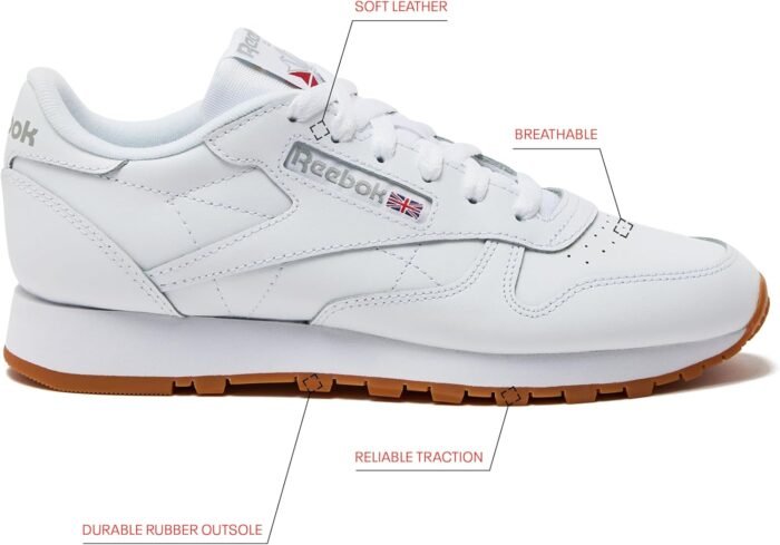 Reebok Women's Classic Leather Sneakers Black Or White Tennis Shoes Size 5 to 11 - Image 3
