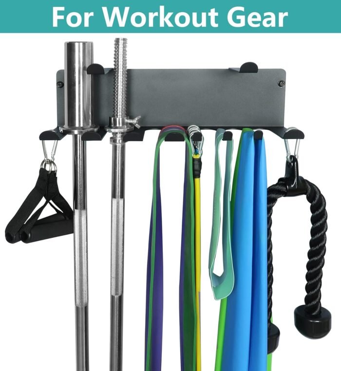 Multi-Purpose Gym Storage Rack Resistance Bands Holder Home Gym Accessories Storage Fitness Bands Rack Heavy Duty Hooks for Resistance Bands, Straps, Jump Ropes, Foam Rollers, Chains - Image 4