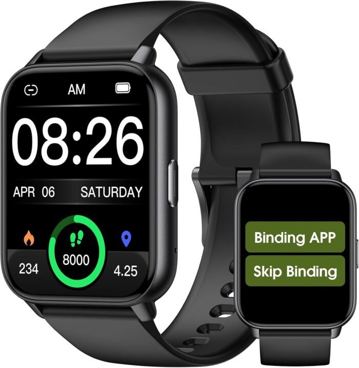Smart Watch for Men Women, 1.91'' Big Font No App/Phone Required, Fitness Tracker with Pedometer, Bluetooth Call (Answer/Make Call), Heart Rate Blood Oxygen Monitor Step Counter, 100+ Sports Modes - Image 2
