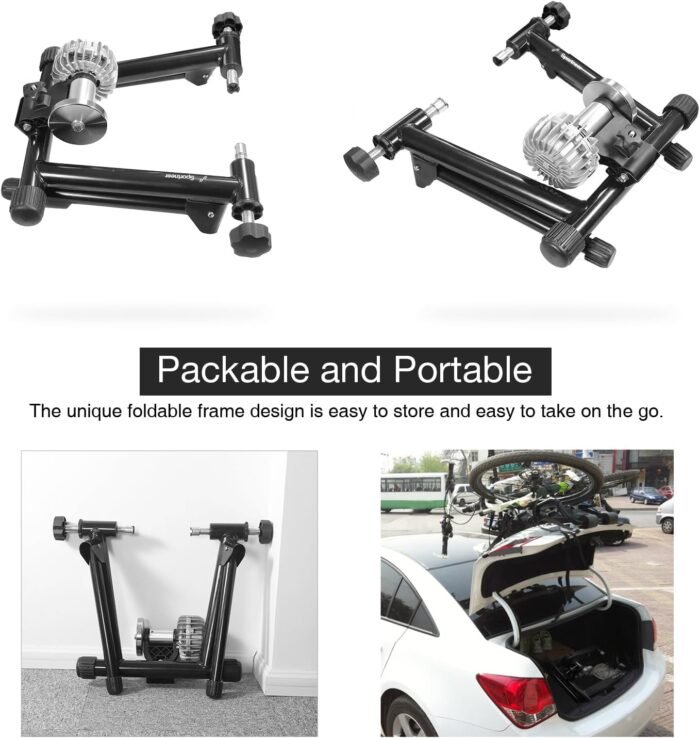 Sportneer Bike Trainer - Fluid Stationary Bike Stand for 26-29" & 700C Wheels - Auto Resistance Control Bike Trainer Stand for Indoor Riding with Noise Reduction Wheel for Road Bikes - Image 5