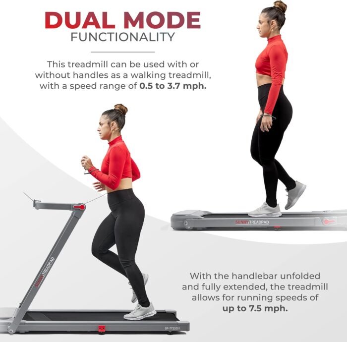 Sunny Health & Fitness HELIUS LITE Premium Dual Mode Walking/Running Treadmill with Advanced Brushless Technology & Exclusive SunnyFit App Enhanced Bluetooth Connectivity - Image 5