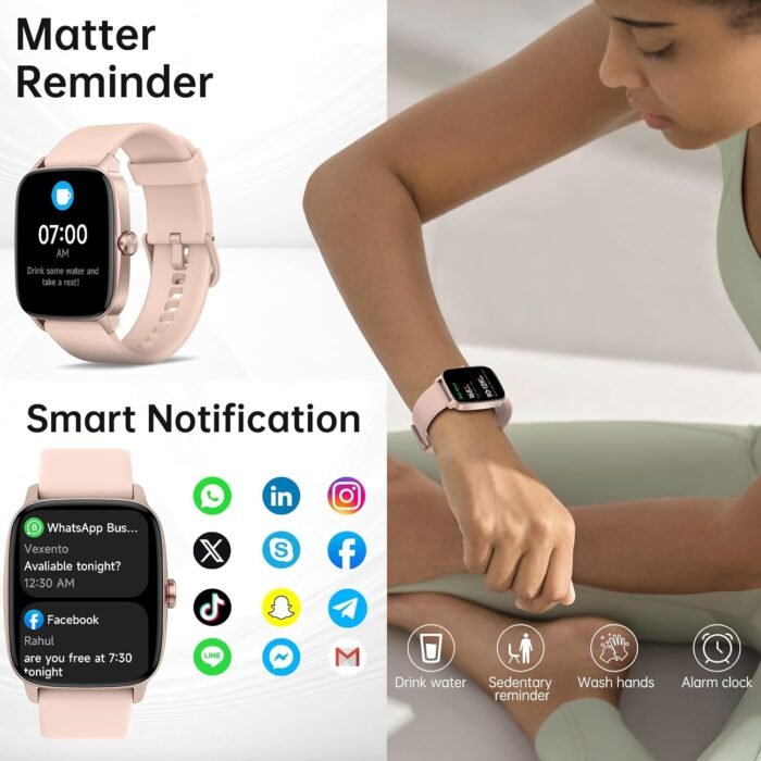 Smart Watch for Men Women with Bluetooth Call & AI Voice, 1.85" HD Fitness Tracker with Heart Rate SpO2 Sleep Monitor, 100+ Sports Modes, Mini Games, IP68 Waterproof Smartwatch for Android iOS Phones - Image 4
