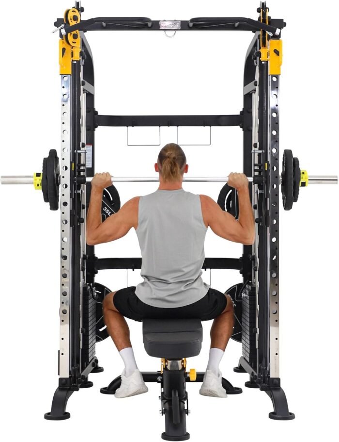 Altas Strength Smith Machine Home Gym 1000 lbs Capacity 2000 lbs Cables Strength Training Power Cages for Squats Presses Pulling Deadlifts Light Commercial Equipment Easy Assembly M810 - Image 6