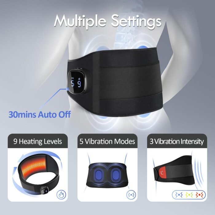 Comfytemp Cordless Portable Heating Pad for Back Pain Relief, Lower Back Massager with Heat Wireless, FSA HSA Eligible Rechargeable Heating Pad APP Control, 9 Heat 5 Vibration, Birthday Gifts for Mom - Image 4